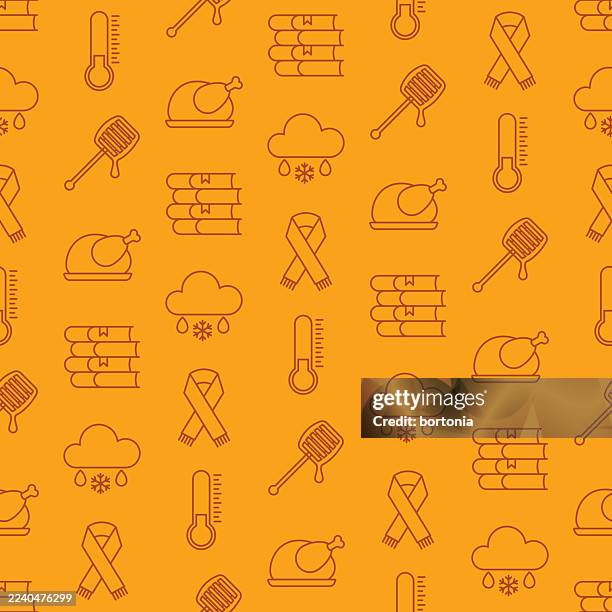 autumn seamless editable stroke icon pattern - frozen meat stock illustrations