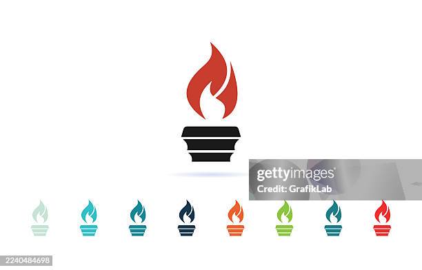 flammende fackel symbol feuerfarben fettes beleuchtungssymbol - hitzefrei stock-grafiken, -clipart, -cartoons und -symbole