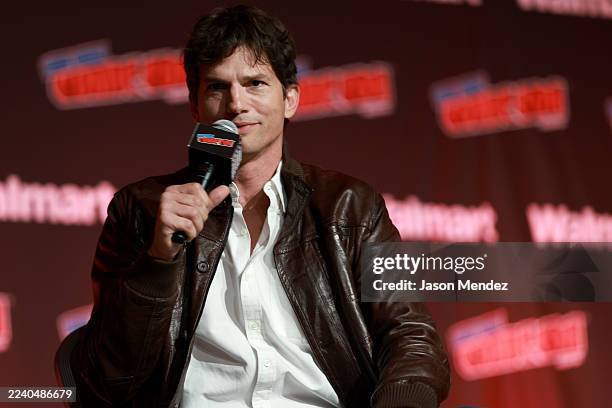 Ashton Kutcher speaks during FX’s “The Beauty” Sneak-Peek and Q&A during New York Comic Con 2025 at The Jacob K. Javits Convention Center on October...