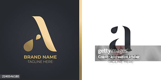 illustrazioni stock, clip art, cartoni animati e icone di tendenza di una lettera elegante corsivo firma bellezza simbolo geometrico - lettera maiuscola