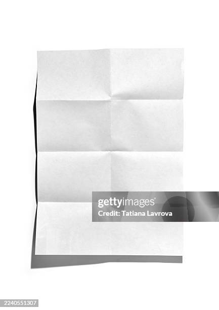 crumpled white paper on a flat white solid background. modern mockup for design elements - plié photos et images de collection