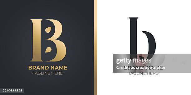 illustrations, cliparts, dessins animés et icônes de lettre b élégante signature cursive beauté symbole géométrique - lettre b
