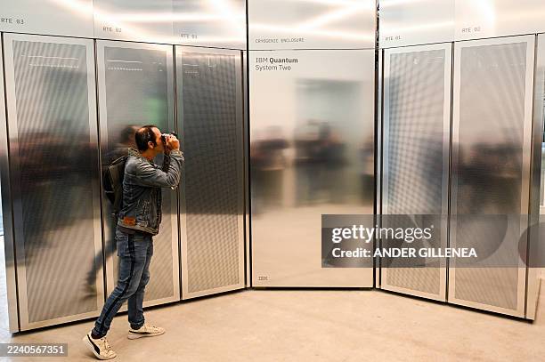 Photographer takes a picture of the IBM Quantum System Two quantum computer during its inauguration at the IBM-Euskadi Quantum Computational Center...