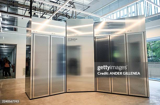 The IBM Quantum System Two quantum computer is pictured during the inauguration at the IBM-Euskadi Quantum Computational Center in the Basque...
