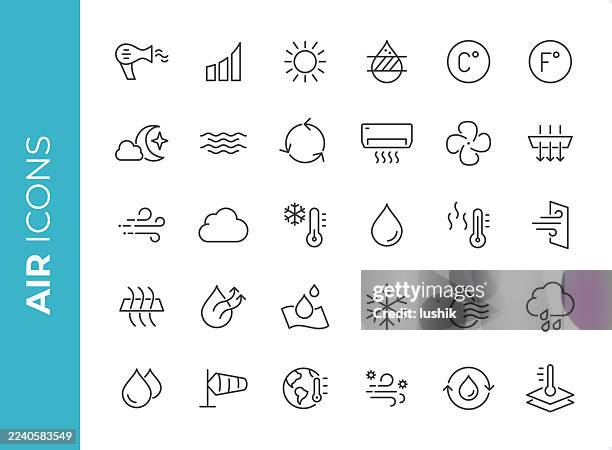 bildbanksillustrationer, clip art samt tecknat material och ikoner med air icon set. editable stroke weight. pixel perfect icons. - värme
