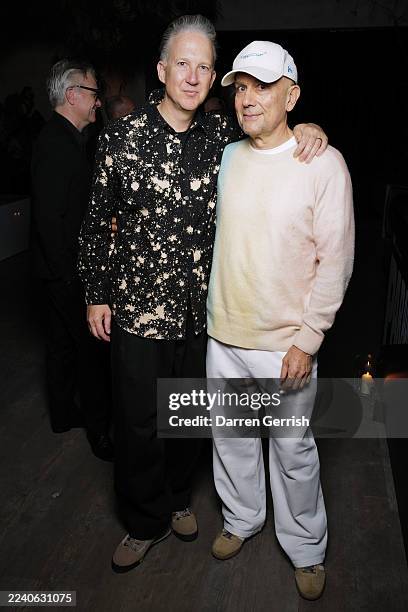 Jefferson Hack and Marc Quinn attend the Paradigm Shift opening dinner, hosted by Jefferson Hack, 180 Studios and Ray-Ban Meta on October 12, 2025 in...