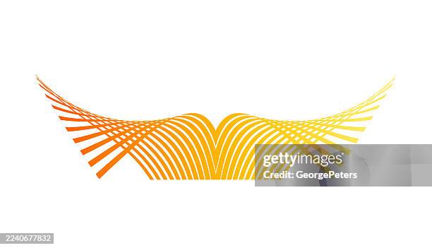 abstract striped, stylized wings - yellow feather stock illustrations