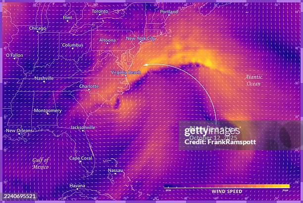 northeaster 20251012 wind weather map us east coast infographic - us weather map stock illustrations