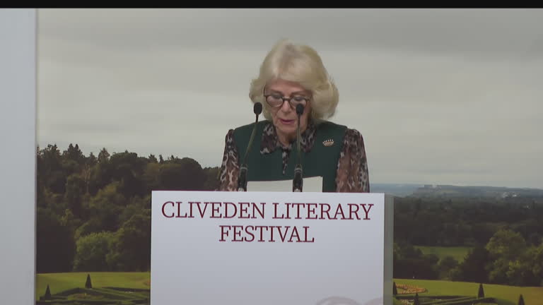 GBR: Queen Camilla attends Cliveden Literary Festival