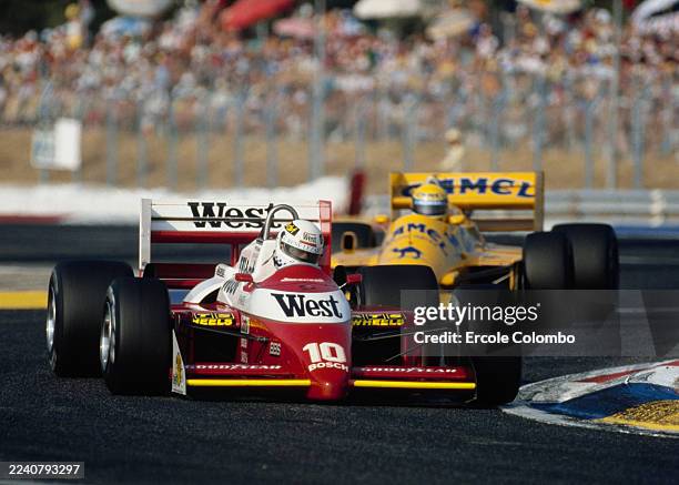 Christian Danner from Great Britain driving the West Zakspeed Racing Zakspeed 871 Zakspeed Straight L4t turbo during practice for the Formula One...