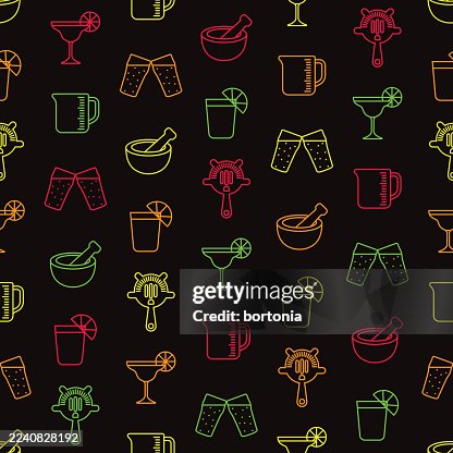 Bartending Seamless Editable Stroke Icon Pattern Bartending Seamless Editable Stroke Icon Pattern