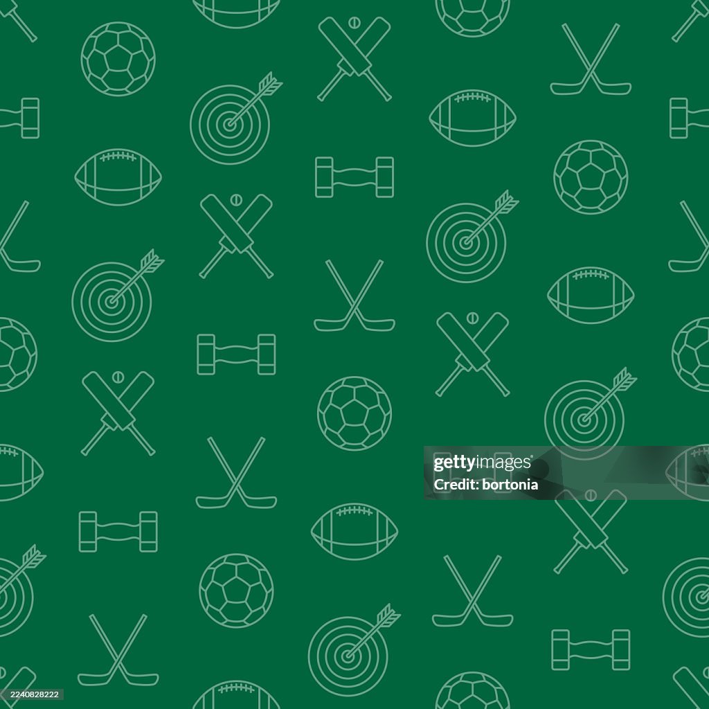 Sports Seamless Editable Stroke Icon Pattern