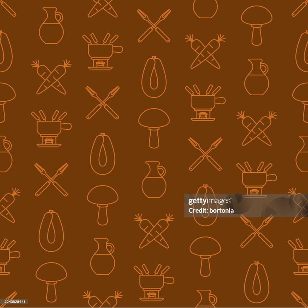 Fondue Seamless Editable Stroke Icon Pattern