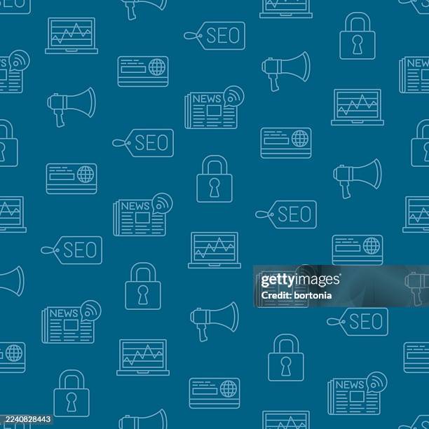 seo search engine optimization seamless editable stroke icon pattern - search engine optimization background stock illustrations