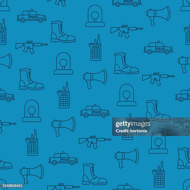 law enforcementseamless editable stroke icon pattern - sniper stock illustrations