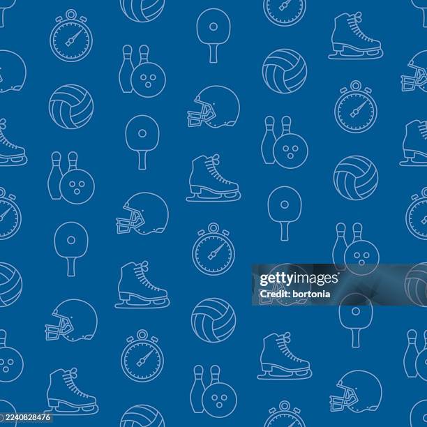 sports seamless editable stroke icon pattern - skating rink background stock illustrations