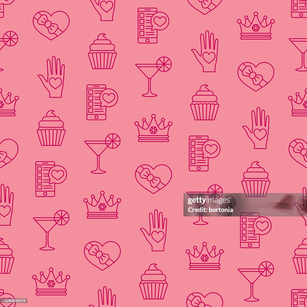 Romance Seamless Editable Stroke Icon Pattern