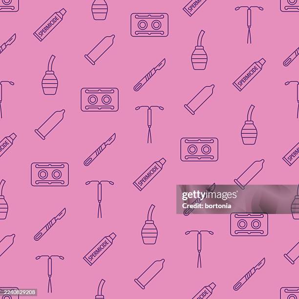 contraceptives seamless editable stroke icon pattern - birth control patch stock illustrations