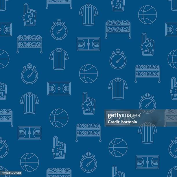 basketball seamless editable stroke icon pattern - jersey background stock illustrations