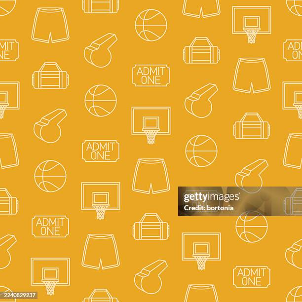 basketball seamless editable stroke icon pattern - basketball net pattern vector stock illustrations