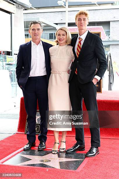 Billy Crudup, Naomi Watts and Sasha Schreiber attend Naomi Watts Honored with a star on the Hollywood Walk of Fame on October 13, 2025 in Hollywood,...