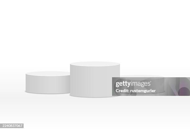 illustrazioni stock, clip art, cartoni animati e icone di tendenza di mockup del podio della competizione isolato su sfondo bianco. mockup vettoriale 3d - podium