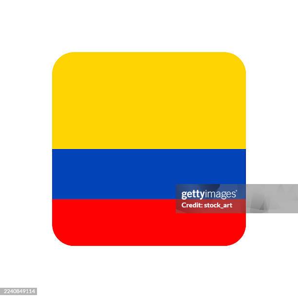 colombia flag. square icon. vector flat illustration - bogota stock illustrations stock illustrations
