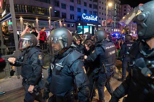 Defense During Riot A protester is carried by Riot police during a demonstration in... News ...