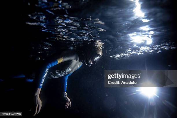 United Nations Development Program Turkiye's 'Defender of Life in Water' World Free Diving Record Holder Sahika Ercumen makes final preparations for...