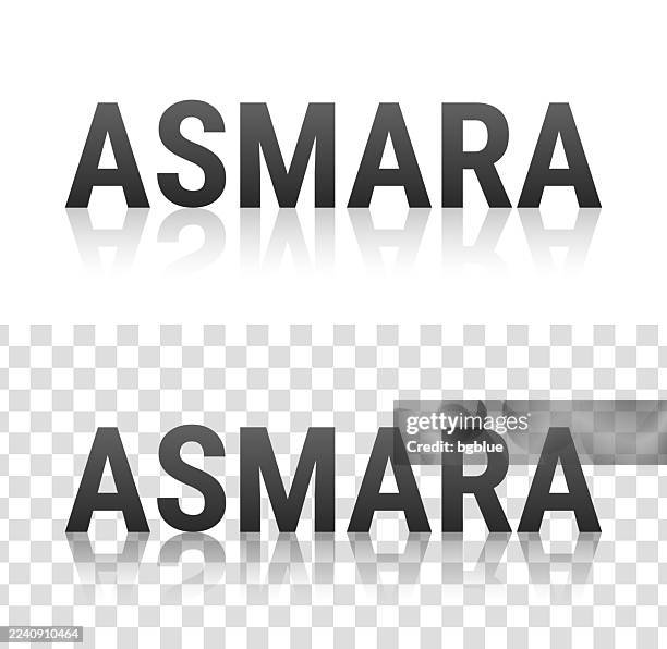 asmara - text with reflection on transparent background - mirror reflection stock illustrations