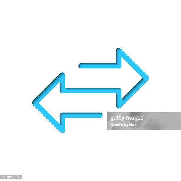 transfer arrows. icon cut out on white paper with blue background - it migration stock illustrations