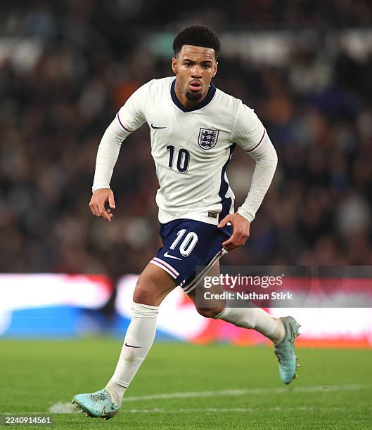 Ethan Nwaneri of England during the 2027 UEFA European Under-21 Championship Qualifier match between England and Andorra at Pride Park on October 13,...