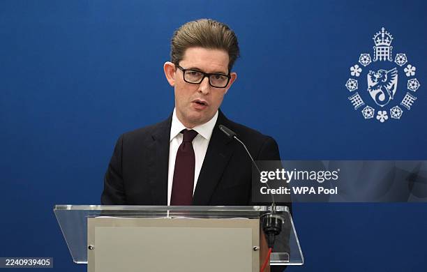 Director General of MI5 Sir Ken McCallum, delivers the annual Director General's Speech at Thames House, the headquarters of the UK's Security...