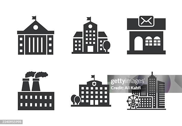 building glyph solid icons. solid icon that can be applied anywhere, simple, pixel perfect and modern style - empty stadium stock illustrations