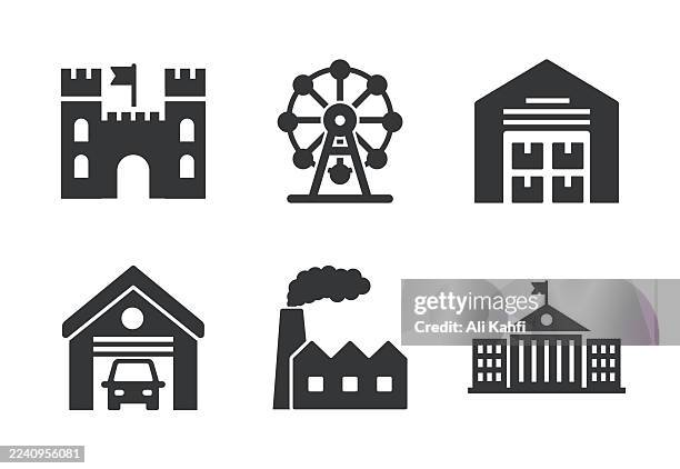 building glyph solid icons. solid icon that can be applied anywhere, simple, pixel perfect and modern style - empty stadium stock illustrations