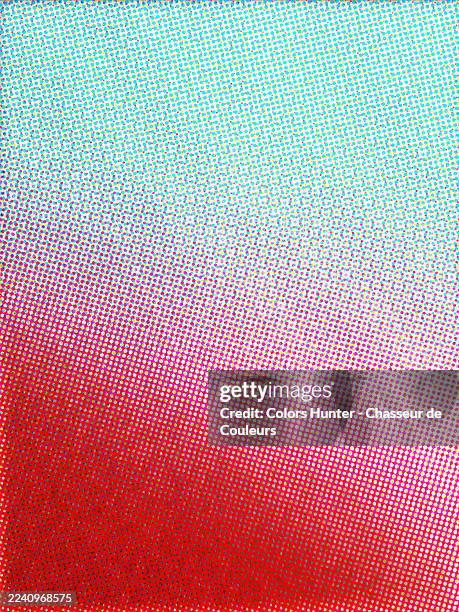 red, blue, and yellow dots printed on white paper. - impressão offset imagens e fotografias de stock
