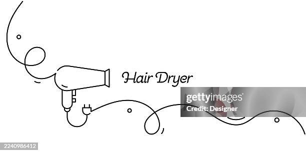 one continuous line drawing of hair dryer icon. single line vector illustration - hair dryer stock illustrations