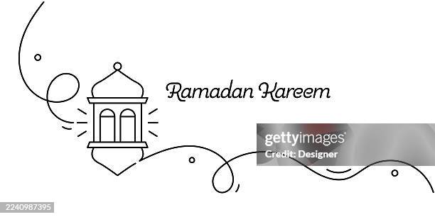 one continuous line drawing of ramadan kareem icon. single line vector illustration - eid stock illustrations