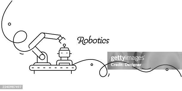 one continuous line drawing of robotics icon. single line vector illustration - robotics engineer stock illustrations