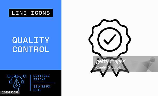 quality control single line icon - rosette icon editable stroke stock illustrations