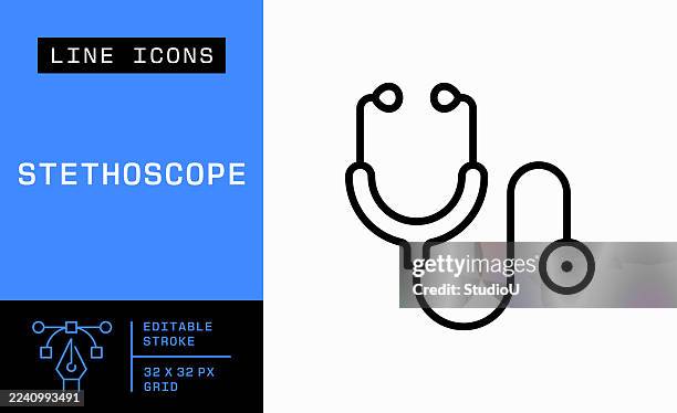 stethoscope single line icon - stethoscope stock illustrations