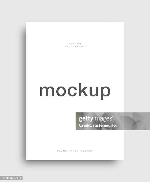empty minimal vertical a4 paper mockup on gray background. - a4 paper stock illustrations