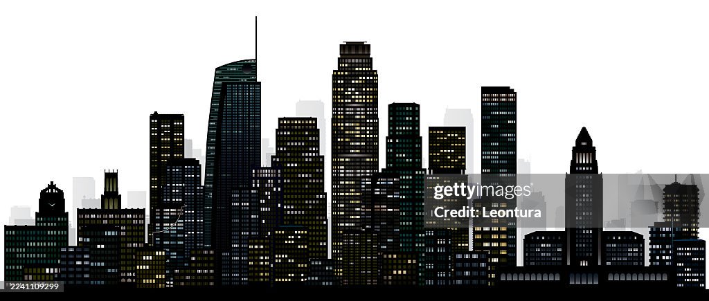Los Angeles Skyline Silhouette (All Buildings Are Complete and Moveable)