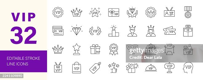 VIP Line Editable Icon set. VIP Line Editable Icon set.