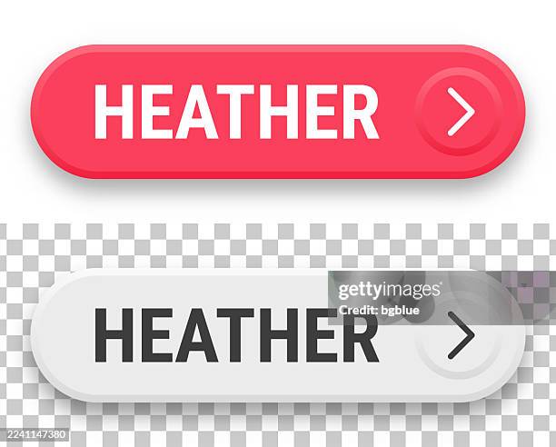 heather - female name - 3d click web buttons on blank background - heather stock illustrations
