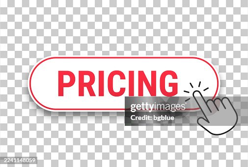 Pricing - 3D click web button with hand cursor on blank background Pricing - 3D click web button with hand cursor on blank background