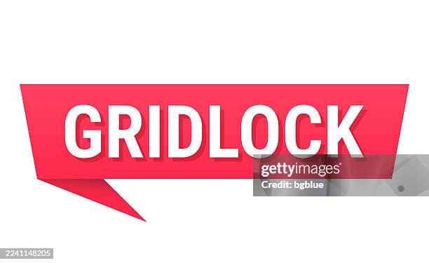 gridlock - red speech bubble on blank background - bottle neck tag stock illustrations
