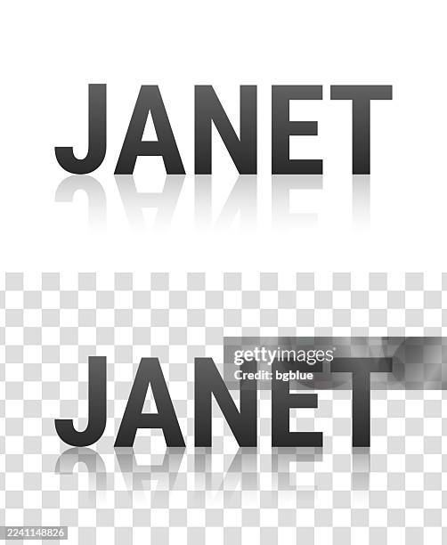 janet - female name - text with reflection on transparent background - mirror reflection stock illustrations