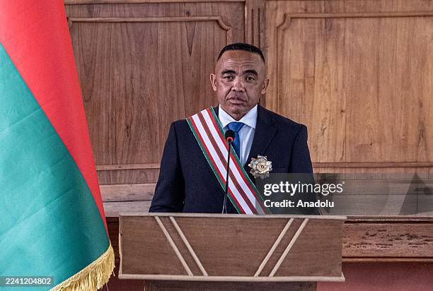 Colonel Michael Randrianirina, leader of the military group that seized power with the support of the army, sworn in as interim president at the High...