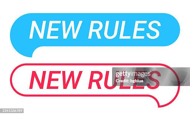 new rules - blue and red speech bubble on white background - new text message stock illustrations